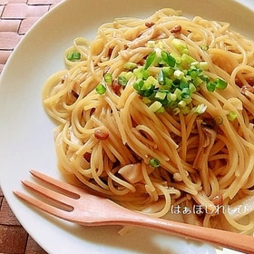 フライパン一つで！きのこと納豆のスパゲティー